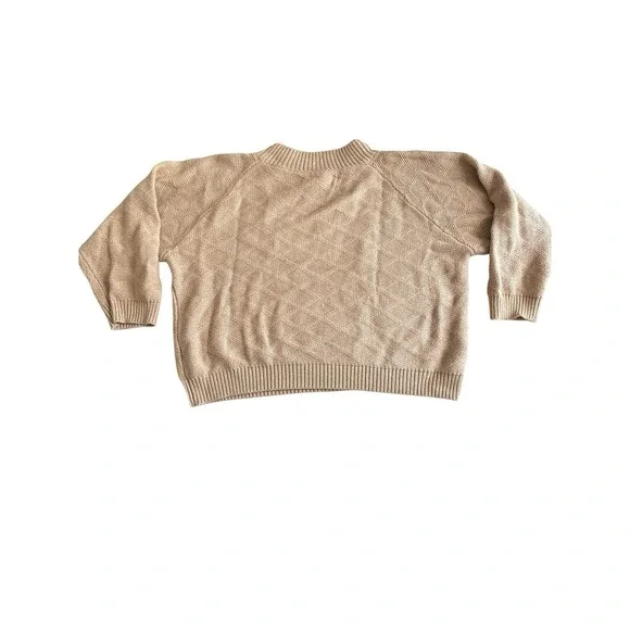 Wol Hide Sweater S/M Tan Organic Cotton Minimalist Quiet Luxury Diamond Knit - Picture 7 of 7